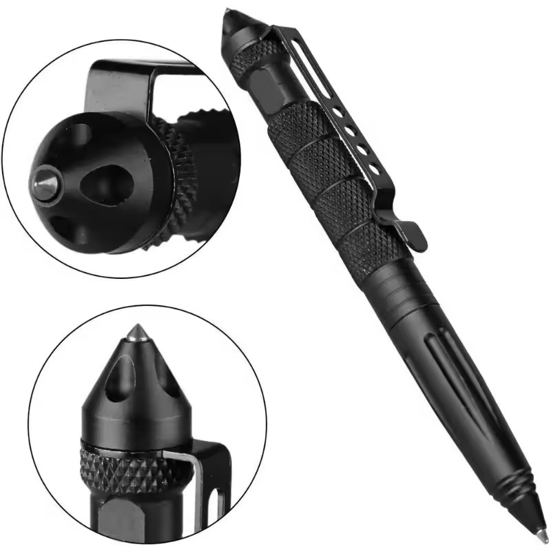 Pen Tactical Glass - Militär-Taktischer Stift Multifunktions-Aluminiumlegierung Outdoor-Camping Sicherheits-Überlebenswerkzeug Notfall-Glasbrecher-Stift